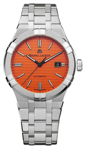  Shop Authentic Maurice Lacroix Aikon Limited Edition Automatic Date Orange Dial Silver Steel Strap Watch For Men - AI6008-SS00F-530-1 - Luxxuri