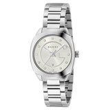  Shop Authentic Gucci G Frame Quartz Diamonds Silver Dial Silver Steel Strap Watch For Women - YA142504 - Luxxuri