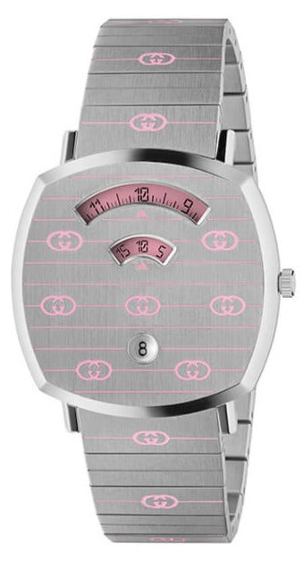  Shop Authentic Gucci Grip Quartz Silver Dial Silver Steel Strap Watch For Women - YA157438 - Luxxuri