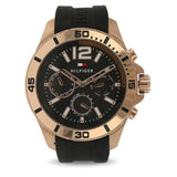  Shop Authentic Tommy Hilfiger Sport Multifunction Black Dial Black Rubber Strap Watch for Men - 1791145 - Luxxuri