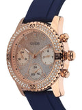  Shop Authentic Guess Confetti Diamonds Gold Dial Blue Rubber Strap Watch For Women - W1098L6 - Luxxuri