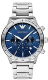  Shop Authentic Emporio Armani Mario Chronograph Blue Dial Silver Steel Strap Watch For Men - AR11306 - Luxxuri