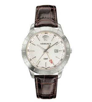  Shop Authentic Versace Univers White Dial Brown Leather Strap Watch for Men - VEBK00118 - Luxxuri