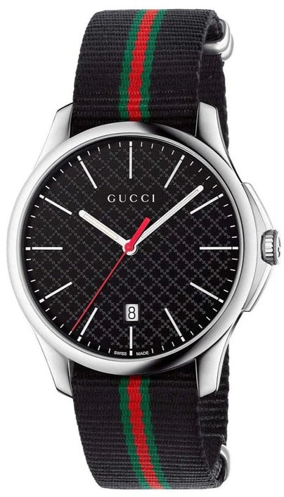  Shop Authentic Gucci G Timeless Analog Quartz Black Dial Black NATO Strap Watch For Men - YA126321 - Luxxuri