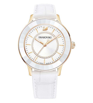  Shop Authentic Swarovski Octea Lux White Dial White Leather Strap Watch for Women - 5414416 - Luxxuri