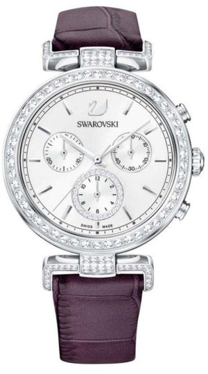  Shop Authentic Swarovski Era Journey Chronograph Silver Dial Purple Leather Strap Watch for Women - 5296835 - Luxxuri