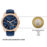  Shop Authentic Armani Exchange Banks Chronograph Blue Dial Blue Leather Strap Watch For Men - AX1723 - Luxxuri