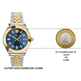  Shop Authentic Versace Hellenyium Quartz Blue Dial Two Tone Steel Strap Watch for Men - VEVK00520 - Luxxuri