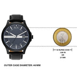 Shop Authentic Armani Exchange Hampton Quartz Blue Dial Black Leather Strap Watch for Men - AX2411 - Luxxuri