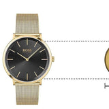  Shop Authentic Hugo Boss Horizon Quartz Black Dial Gold Mesh Bracelet Watch For Men - 1513735 - Luxxuri
