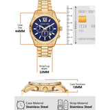  Shop Authentic Michael Kors Lexington Chronograph Blue Dial Gold Steel Strap Watch for Men - MK9153 - Luxxuri