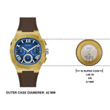  Shop Authentic Guess Headline Chronograph Blue Dial Brown Silicone Strap Watch For Men - GW0571G5 - Luxxuri