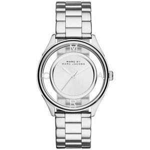  Shop Authentic Marc Jacobs Tether Transparent Silver Dial Silver Steel Strap Watch for Women - MBM3412 - Luxxuri