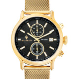  Shop Authentic Maserati Epoca 42mm Black Dial Gold Mesh Bracelet Watch For Men - R8873618007 - Luxxuri