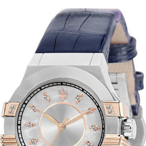  Shop Authentic Maserati Potenza Diamonds Silver Dial Blue Leather Strap Watch For Women - R8851108502 - Luxxuri