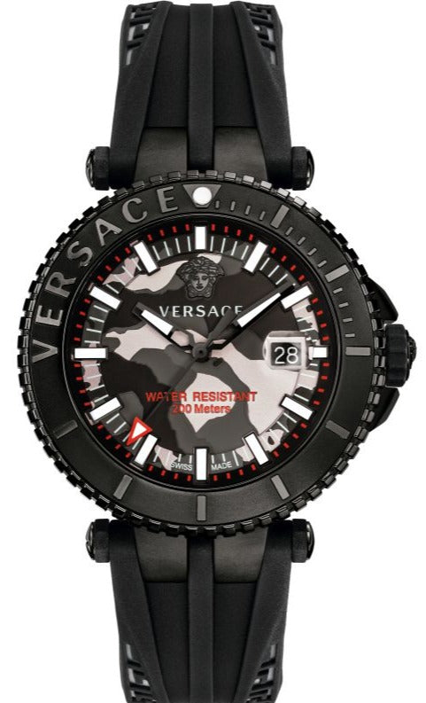  Shop Authentic Versace V-Race Diver Black Dial Black Rubber Strap Watch for Men - VAB050016 - Luxxuri