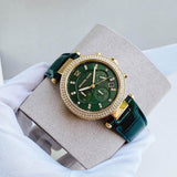  Shop Authentic Michael Kors Parker Chronograph Green Dial Green Leather Strap Watch For Women - MK6985 - Luxxuri