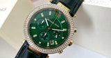  Shop Authentic Michael Kors Parker Chronograph Green Dial Green Leather Strap Watch For Women - MK6985 - Luxxuri