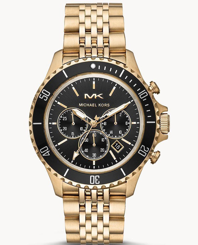  Shop Authentic Michael Kors Bayville Chronograph Black Dial Gold Steel Strap Watch For Men - MK8726 - Luxxuri