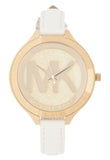  Shop Authentic Michael Kors Slim Runway Quartz Gold Dial White Leather Strap Watch For Women - MK2389 - Luxxuri