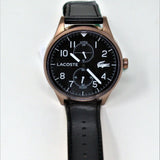 Lacoste Continental Black Dial Black Leather Strap Watch for Men - 2011042