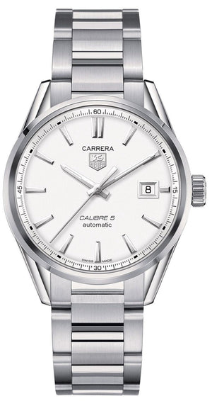  Shop Authentic Tag Heuer Carrera Automatic Caliber 5 White Dial Silver Steel Strap Watch for Men - WAR211B.BA0782 - Luxxuri