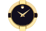  Shop Authentic Movado Bela Black Dial Gold Steel Strap Watch For Women - 0606999 - Luxxuri