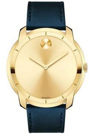  Shop Authentic Movado Bold Gold Dial Blue Leather Strap Watch For Men - 3600469 - Luxxuri
