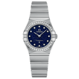  Shop Authentic Omega Constellation Manhattan Quartz Diamonds Blue Dial Silver Steel Strap Watch for Women - 131.15.25.60.53.001 - Luxxuri