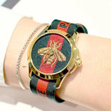  Shop Authentic Gucci Le Marche des Merveilles Green & Red Dial Green & Red NATO Strap Unisex Watch - YA126487 - Luxxuri