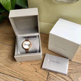  Shop Authentic Calvin Klein Lively White Dial Gold Steel Strap Watch for Women - K4U23526 - Luxxuri