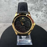  Shop Authentic Gucci G Timeless Quartz Black Dial Black Leather Strap Watch For Women - YA1264034A - Luxxuri