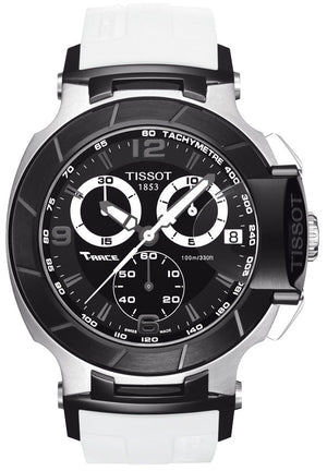  Shop Authentic Tissot T Race Chronograph Black Dial White Rubber Strap Watch for Men - T048.417.27.057.05 - Luxxuri