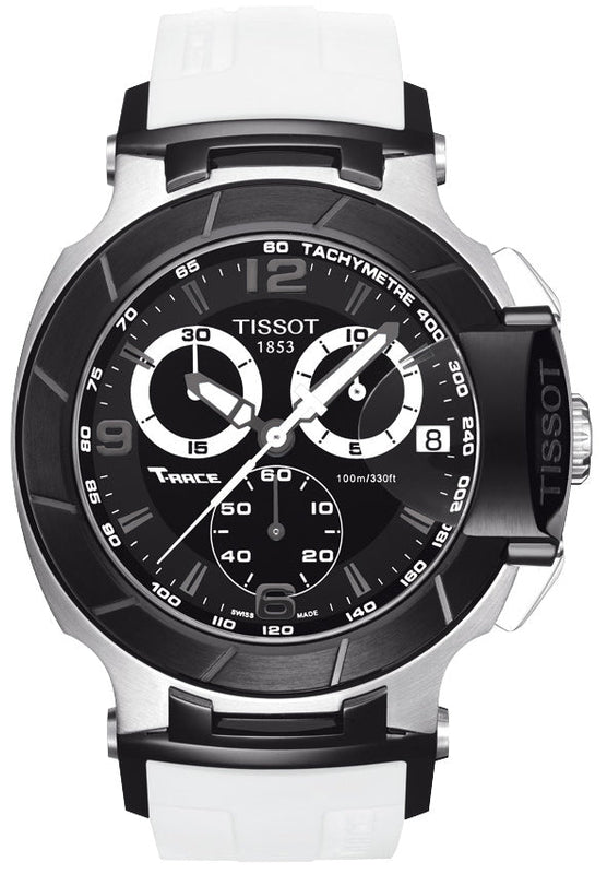  Shop Authentic Tissot T Race Chronograph Black Dial White Rubber Strap Watch for Men - T048.417.27.057.05 - Luxxuri