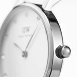  Shop Authentic Daniel Wellington Classy Sheffield White Dial Black Leather Strap Watch For Women - DW00100068 - Luxxuri