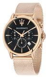  Shop Authentic Maserati Epoca Black Dial Gold Mesh Bracelet Watch For Men - R8873618005 - Luxxuri