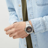  Shop Authentic Fossil Bronson Chronograph Red Dial Silver Steel Strap Watch for Men - FS5878 - Luxxuri