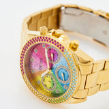  Shop Authentic Guess Confetti Chronograph Rainbow Dial Gold Steel Strap Watch For Women  - GW0483L4 - Luxxuri