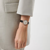  Shop Authentic Emporio Armani Cleo Three-Hand Mother of Pearl Dial Black Leather Strap Watch For Women - AR11485 - Luxxuri