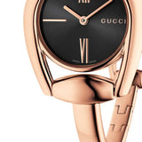  Shop Authentic Gucci Horsebit Collection Black Dial Rose Gold Steel Strap Watch For Women - YA139507 - Luxxuri