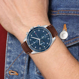  Shop Authentic Tommy Hilfiger Parker Chronograph Blue Dial Brown Leather Strap Watch For Men - 1791837 - Luxxuri