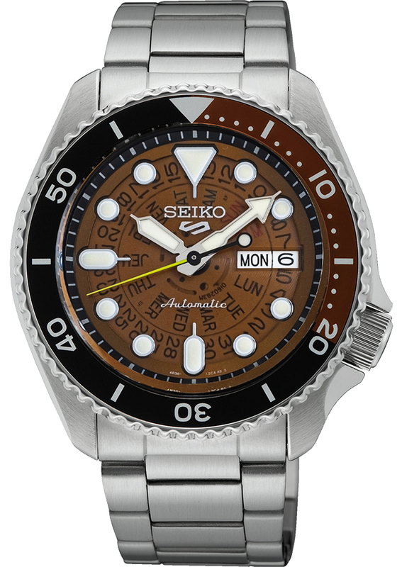  Shop Authentic Seiko 5 Sports Sonar Special Edition Brown Dial Silver Steel Strap Watch For Men - SRPJ47K1 - Luxxuri