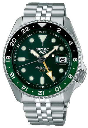  Shop Authentic Seiko 5 Sports SKX GMT Automatic Green Dial Silver Steel Strap Watch For Men - SSK035K1 - Luxxuri