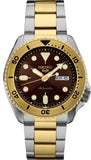 Seiko 5 Sports Automatic Brown Dial Two Tone Steel Strap Watch For Men - SRPK24