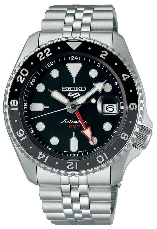  Shop Authentic Seiko 5 Sports Automatic GMT Black Dial Silver Steel Strap Watch For Men - SSK001K1 - Luxxuri
