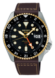  Shop Authentic Seiko 5 Sports SKX GMT Automatic Mocha Black Dial Brown Leather Strap Watch For Men - SSK036K1 - Luxxuri