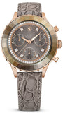  Shop Authentic Swarovski Octea Chrono Grey Dial Grey Leather Strap Watch for Women - 5671153 - Luxxuri