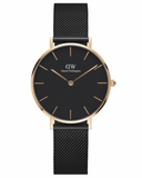  Shop Authentic Daniel Wellington Petite Ashfield Black Dial Black Mesh Strap Watch For Women - DW00100245 - Luxxuri