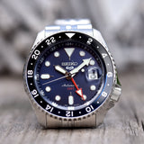  Shop Authentic Seiko 5 Sports Automatic GMT Black Dial Silver Steel Strap Watch For Men - SSK001K1 - Luxxuri
