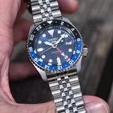  Shop Authentic Seiko 5 Sports GMT SKX Automatic Blueberry Dial Silver Steel Strap Watch For Men - SSK003K1 - Luxxuri